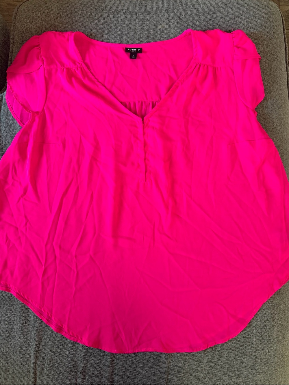 torrid Neon Pink V-Neck Cap Sleeve Blouse